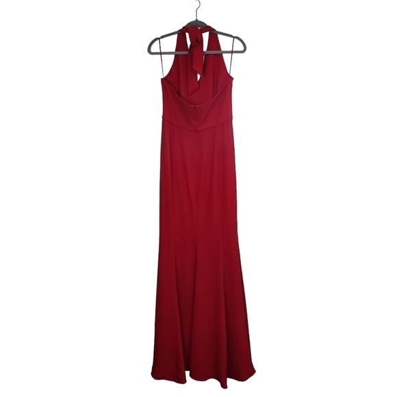 Dress the Population Rouge Shiloh Red Halter Gown Dress Event Party Prom - Picture 5 of 14